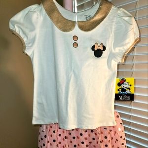 Disney Rose Gold and White Shirt and TuTu set